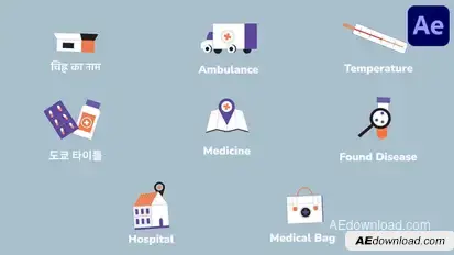 Medicine Healthcare Icons And Titles for After Effects Titles template preview