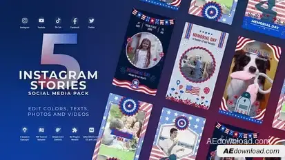 Memorial Day - 4th Of July Instagram Stories Openers template preview