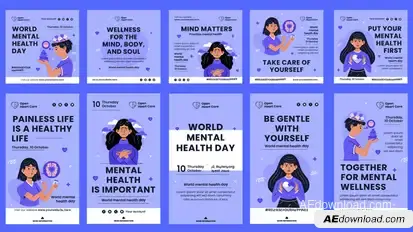 Mental Health Day Feed and Stories Instagram Openers template preview