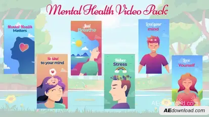 Mental Health Wellness Videos - Instagram Posts & Stories - Cartoon Animation Pack Openers template preview