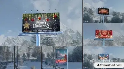 Merry CHristmas Billboard Mockup Product Promo template preview