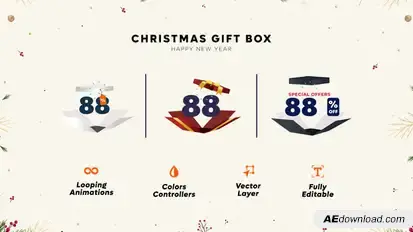 Merry Christmas Gift box Elements template preview