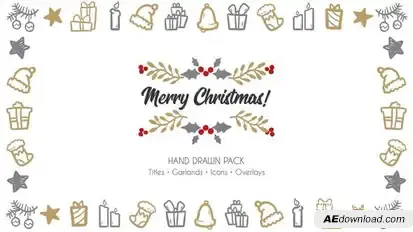 Merry Christmas. Hand Drawn Pack Titles template preview