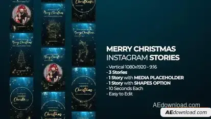 Merry Christmas Instagram Stories Openers template preview