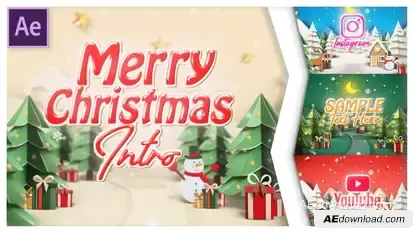 Merry Christmas Popup Papercut intro Titles template preview