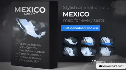 Mexico Map - United Mexican States Map Kit Video Displays template preview