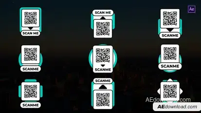 Minimal QR Code After Effects Video Displays template preview