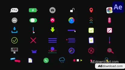 Mobile App Interface Icons for After Effects Openers template preview