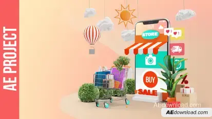 Mobile Online Shopping AE Project Elements template preview