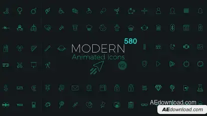 Modern Animated Icons Library Elements template preview