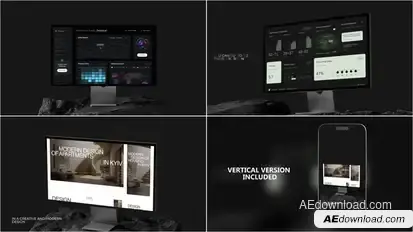 Modern Desktop UI Showcase – Device & App Mockup Pack Product Promo template preview