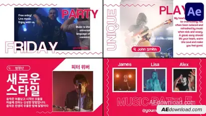 Modern Music Slides for After Effects Openers template preview