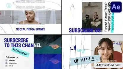 Modern Social Media Endscreens for After Effects Openers template preview