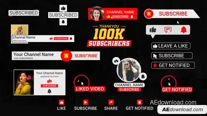 Modern Youtube Subscribe Titles Elements template preview