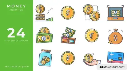 Money Animated Icons | After Effects Elements template preview