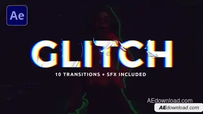 Monochrome Glitch Transitions Elements template preview