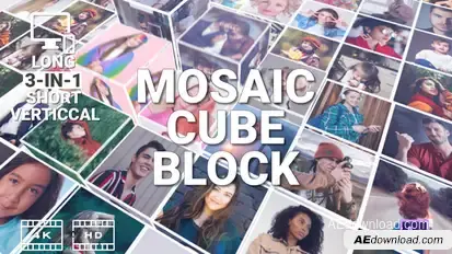 Mosaic Cube Block Video Displays template preview
