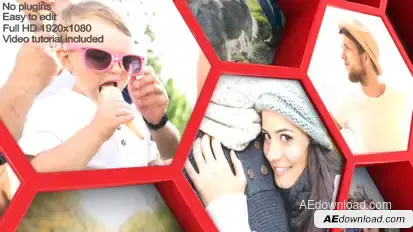 Mosaic Hexagon Reveal Video Displays template preview