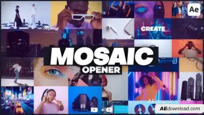 Mosaic Opener Video Displays template preview