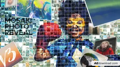 Mosaic Photo Reveal Video Displays template preview