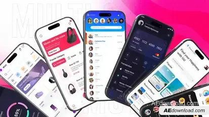 Multi-Screen 4k Mobile App Promo | Modern UI Presentation Pack Product Promo template preview