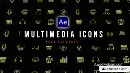 Multimedia Neon Icons Elements template preview
