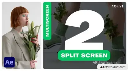 Multiscreen - 2 Split Screen Video Displays template preview
