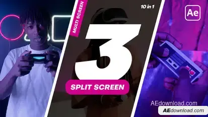Multiscreen - 3 Split Screen Video Displays template preview