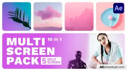 Multiscreen - 5 Split Screen Video Displays template preview