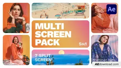 Multiscreen - 7 Split Screen Video Displays template preview