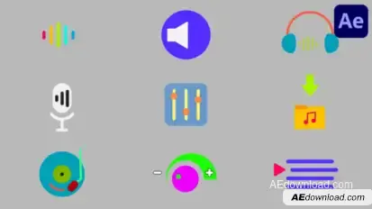 Music And Audio Icons Pack for After Effects Elements template preview