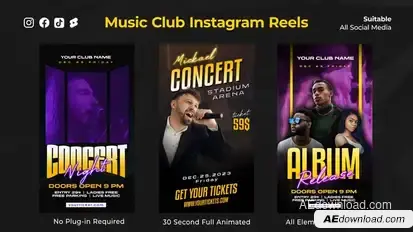 Music Club Instagram Reels Video Displays template preview