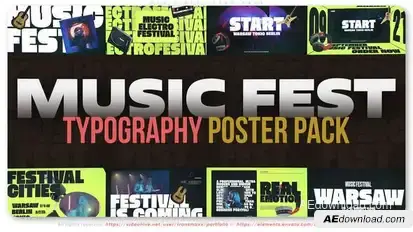 Music Fest Typo Pack Titles template preview