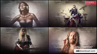 Music Notes Slideshow Video Displays template preview