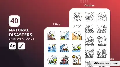 Natural Disaster Animated Icons | After Effects Elements template preview