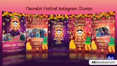 Navratri festival Instagram Stories Video Displays template preview