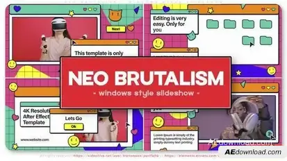 Neo Brutalism - Windows Style Slideshow Openers template preview