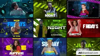 Neon Beats Freeze Frame Pack Elements template preview