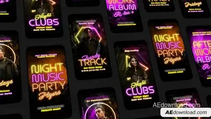 Neon Club Instagram Reels Video Displays template preview