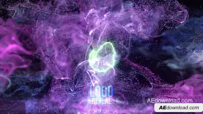 Neon Fluid Particles Reveal Logo Stings template preview