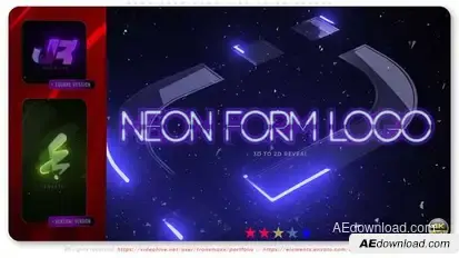 Neon Form Logo – 3D to 2D Reveal Logo Stings template preview