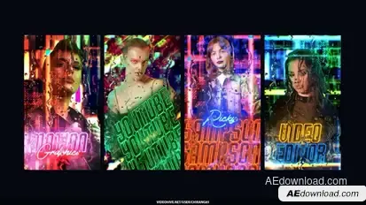 Neon Futuristic Stories broadcast-packages template preview