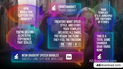 Neon Gradient Speech Bubbles Titles template preview
