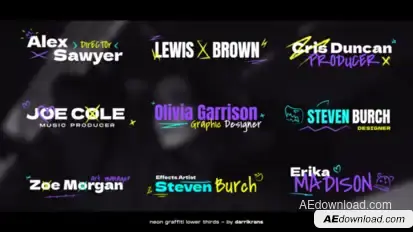 Neon Graffiti Lower Thirds / AE Elements template preview