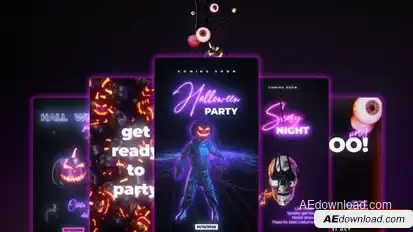 Neon Halloween Stories Openers template preview