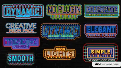Neon Light Text Pack Titles template preview