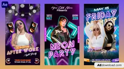 Neon Party Instagram Reels Openers template preview