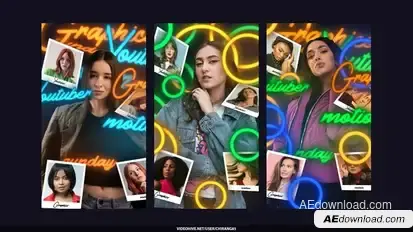 Neon Photo Memories Stories Openers template preview