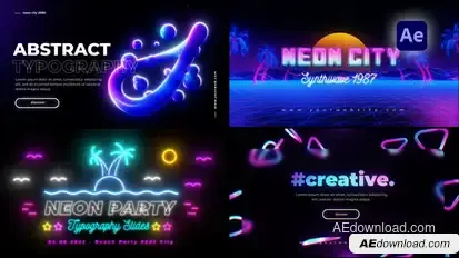 Neon Retro Typography Titles template preview