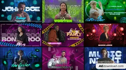 Neon Rhythm Freeze Frame Pack Elements template preview